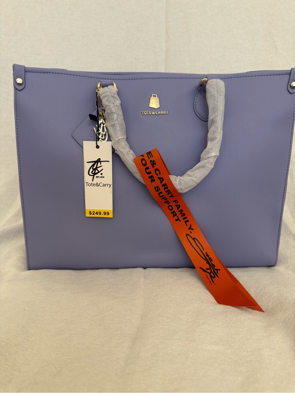 Tote & Carry Lavender Structured Tote with Gold Hardware